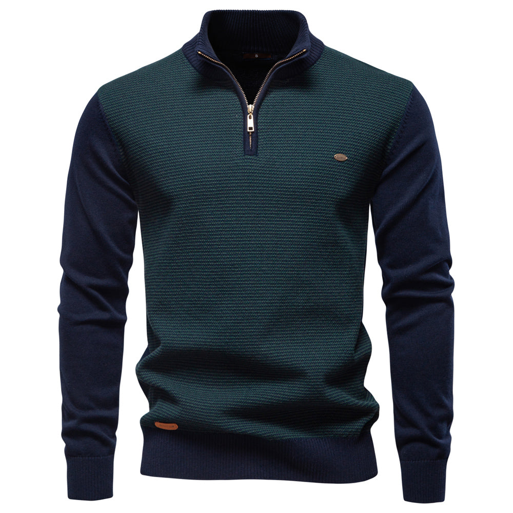 Men's Striped Luxury Cotton Knit Sweater