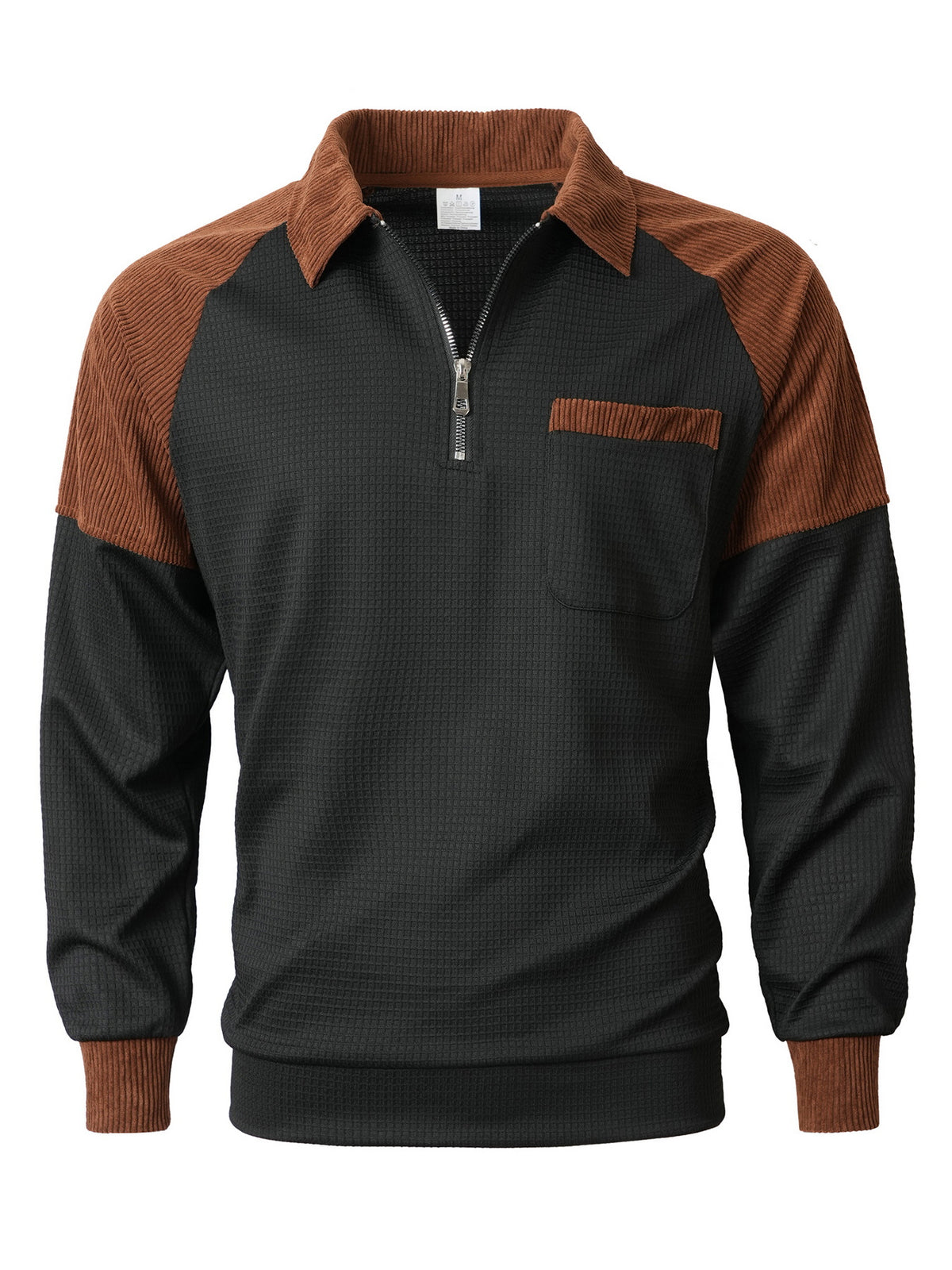 Men's Casual Waffle Knit Quarter-Zip Sweatshirt