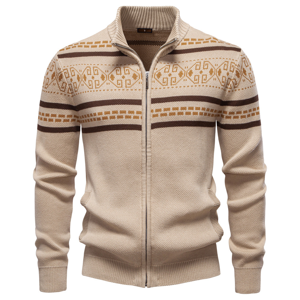 Men's Vintage Thickened Cotton Printed Cardigan