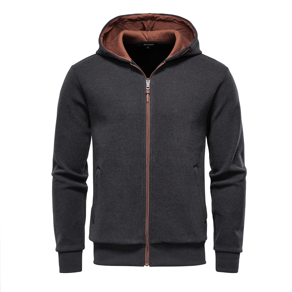 Winter Warm Vintage Zip-Up Hooded Sweatshirt
