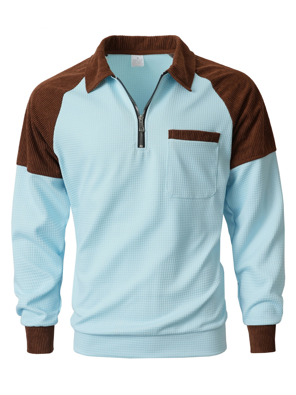 Men's Casual Waffle Knit Quarter-Zip Sweatshirt