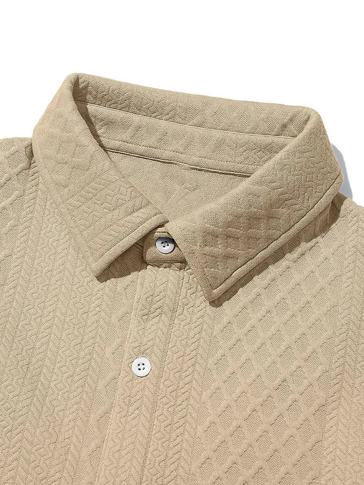 Embossed Jacquard Long Sleeve Button-Down Shirt