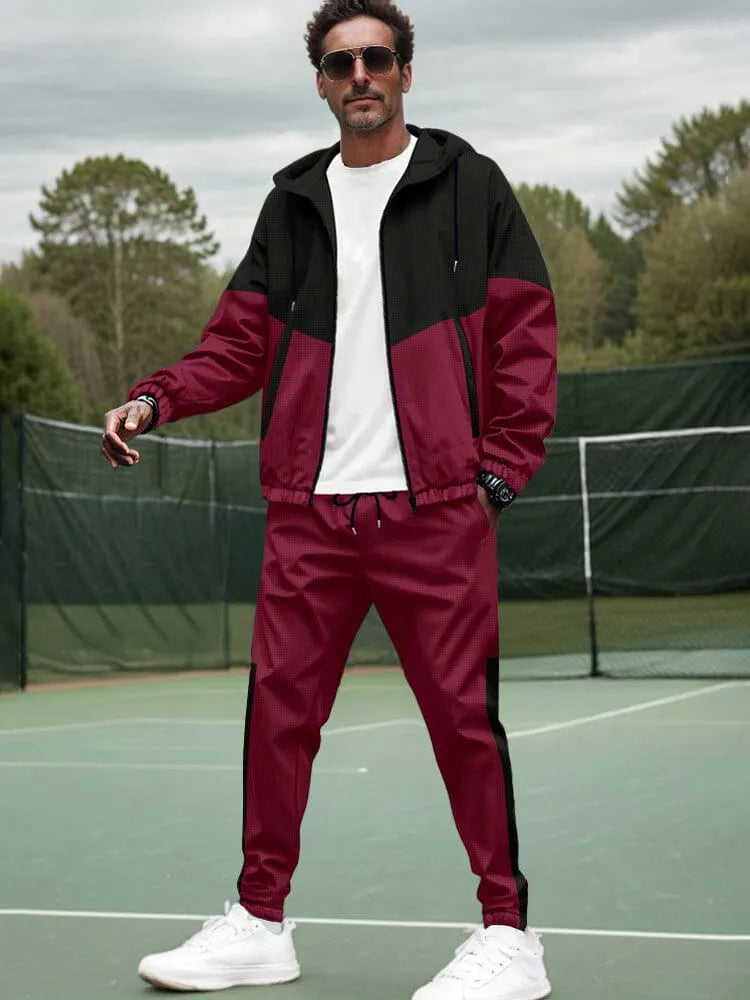 Men's Relaxed‐Fit Color‐Block Tracksuit Set