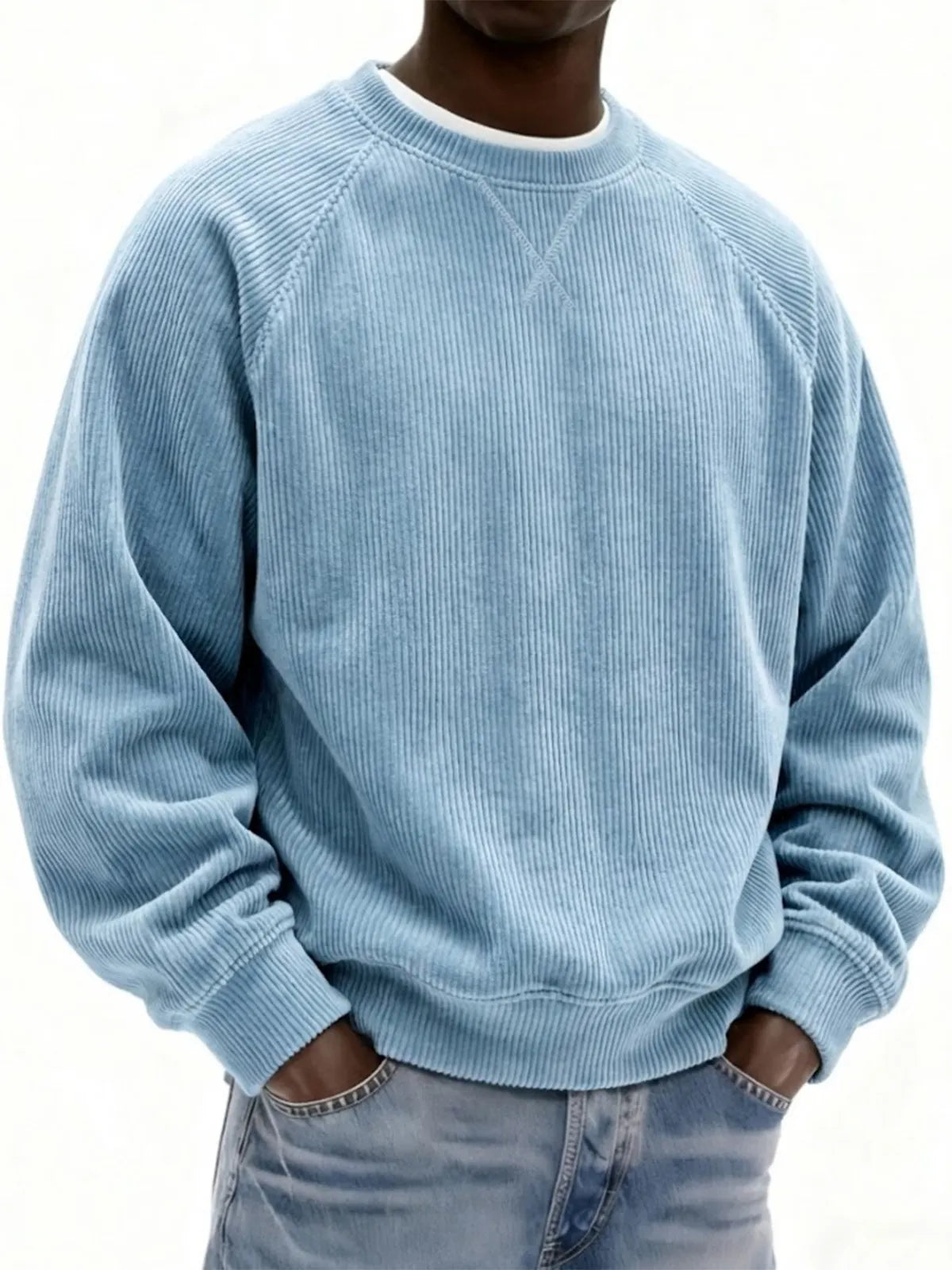 Men's Corduroy Casual Crew Neck Sweatshirt