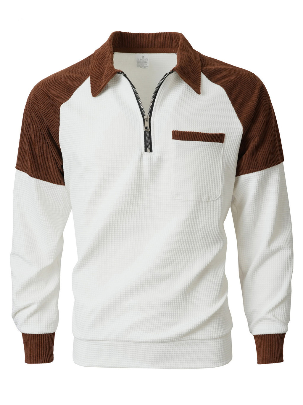 Men's Casual Waffle Knit Quarter-Zip Sweatshirt