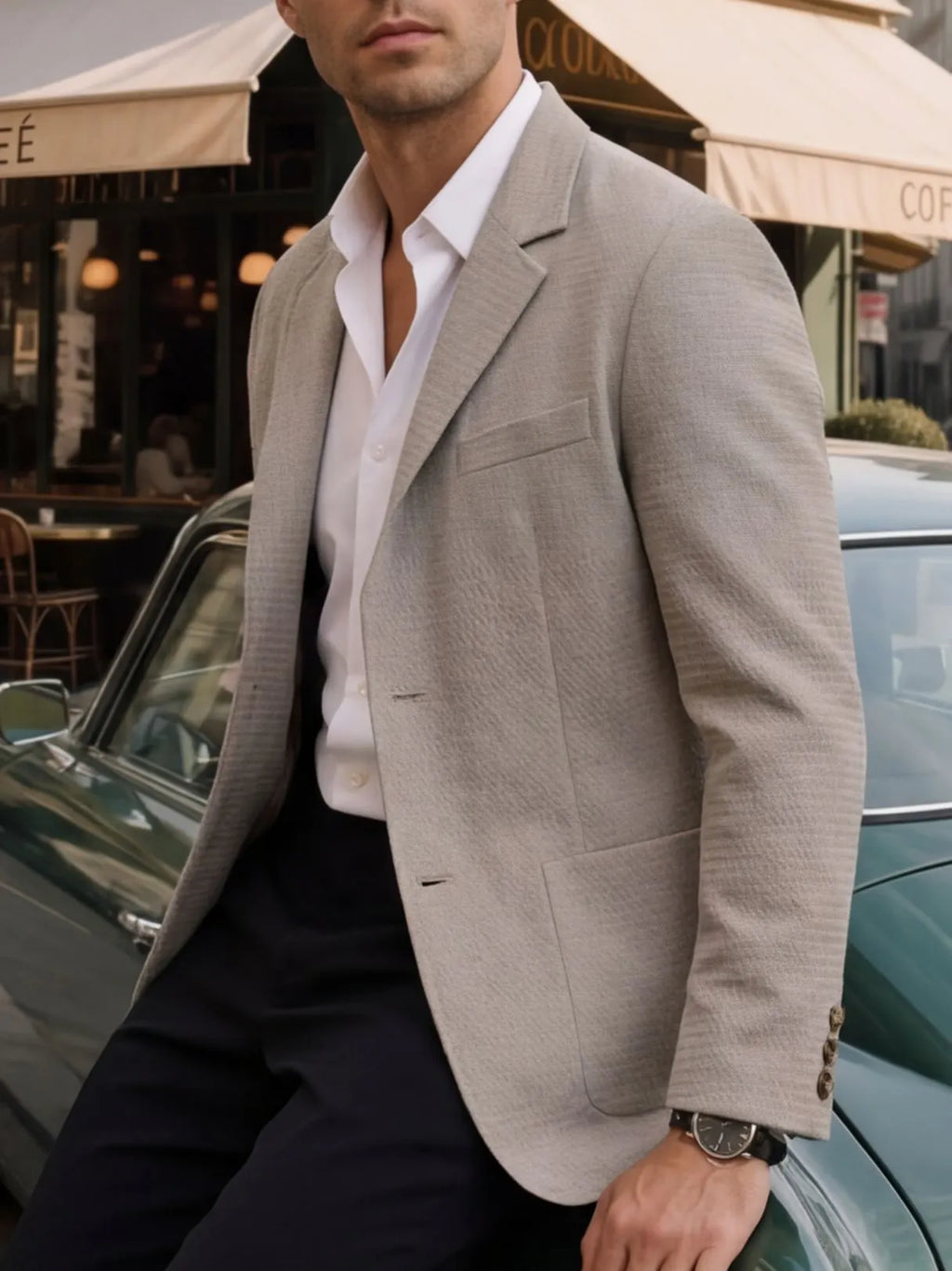 Textured Jacquard Relaxed Fit Blazer