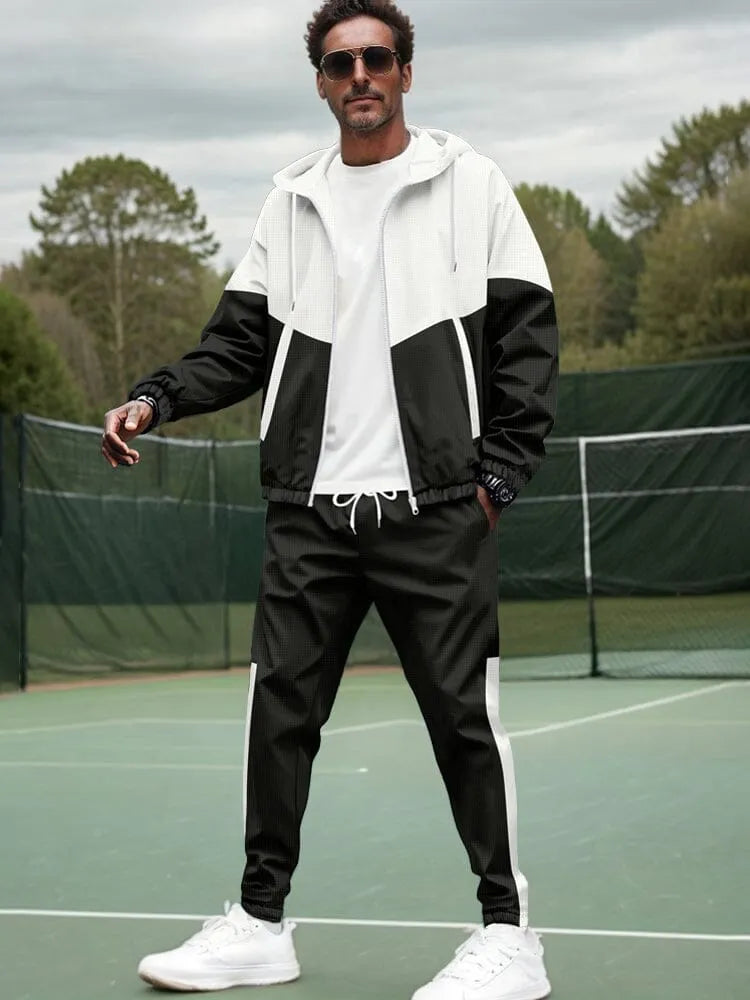 Men's Relaxed‐Fit Color‐Block Tracksuit Set