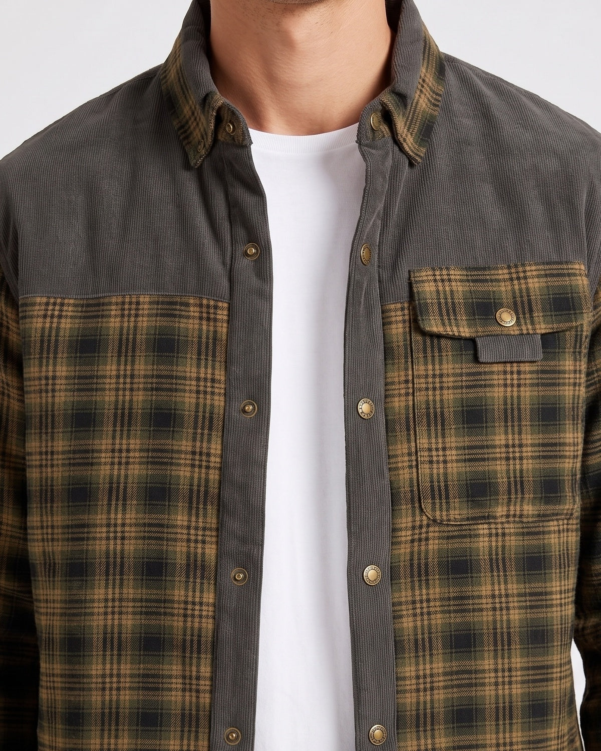 Men's Fleece Lined Corduroy Plaid Jacket