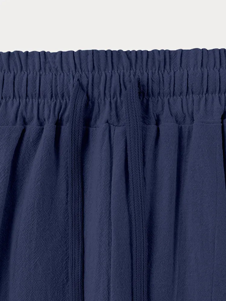 Casual 100% Cotton Drawstring Waist Pants