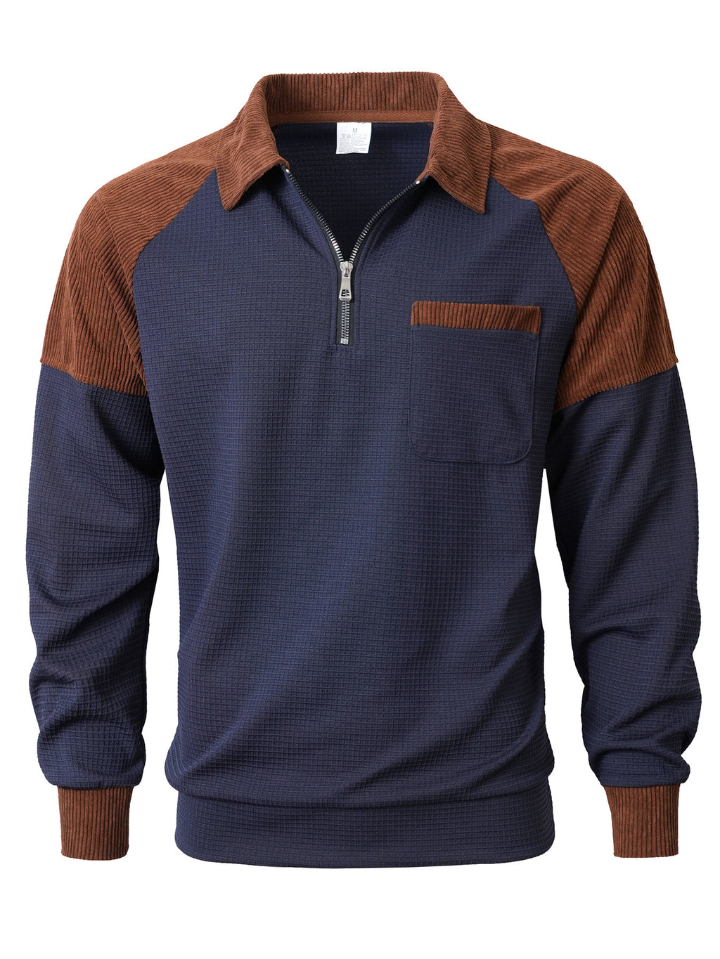 Men's Casual Waffle Knit Quarter-Zip Sweatshirt