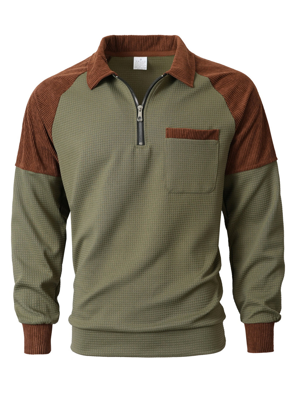 Men's Casual Waffle Knit Quarter-Zip Sweatshirt
